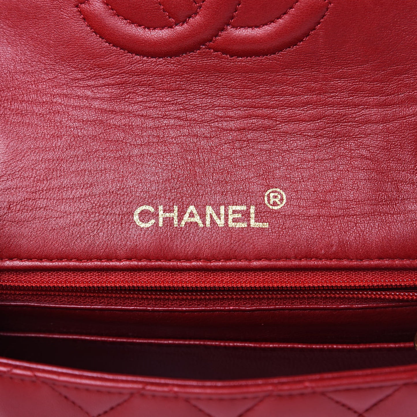 Lambskin Quilted Mini Square Flap Red