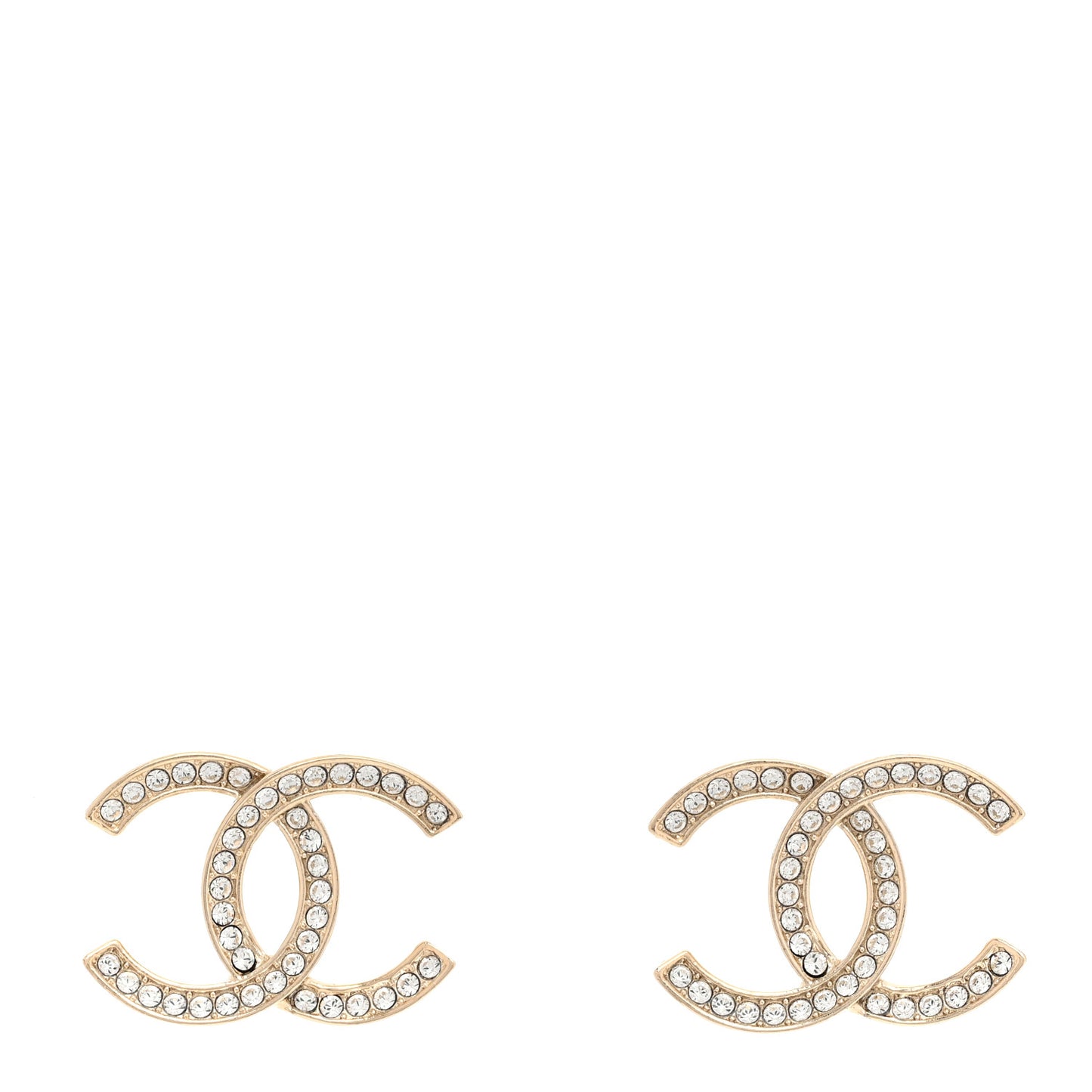 Crystal Large CC Earrings Gold
