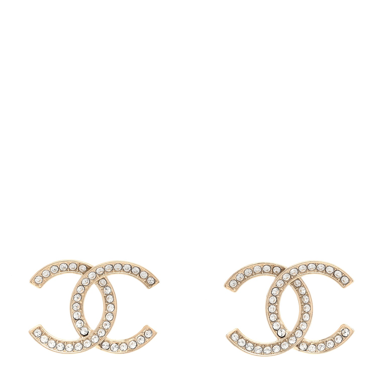Chanel Crystal Large CC Earrings Gold 1 of 5