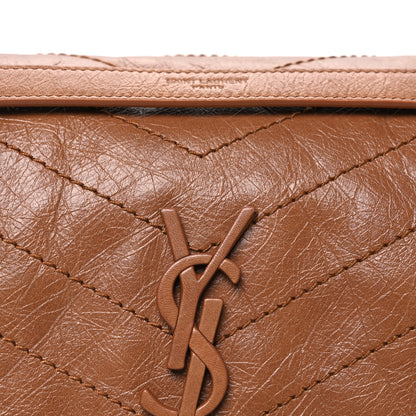 Saint Laurent Crinkled Calfskin Matelasse Monogram Medium Niki Chain Satchel Caramel 8 of 10
