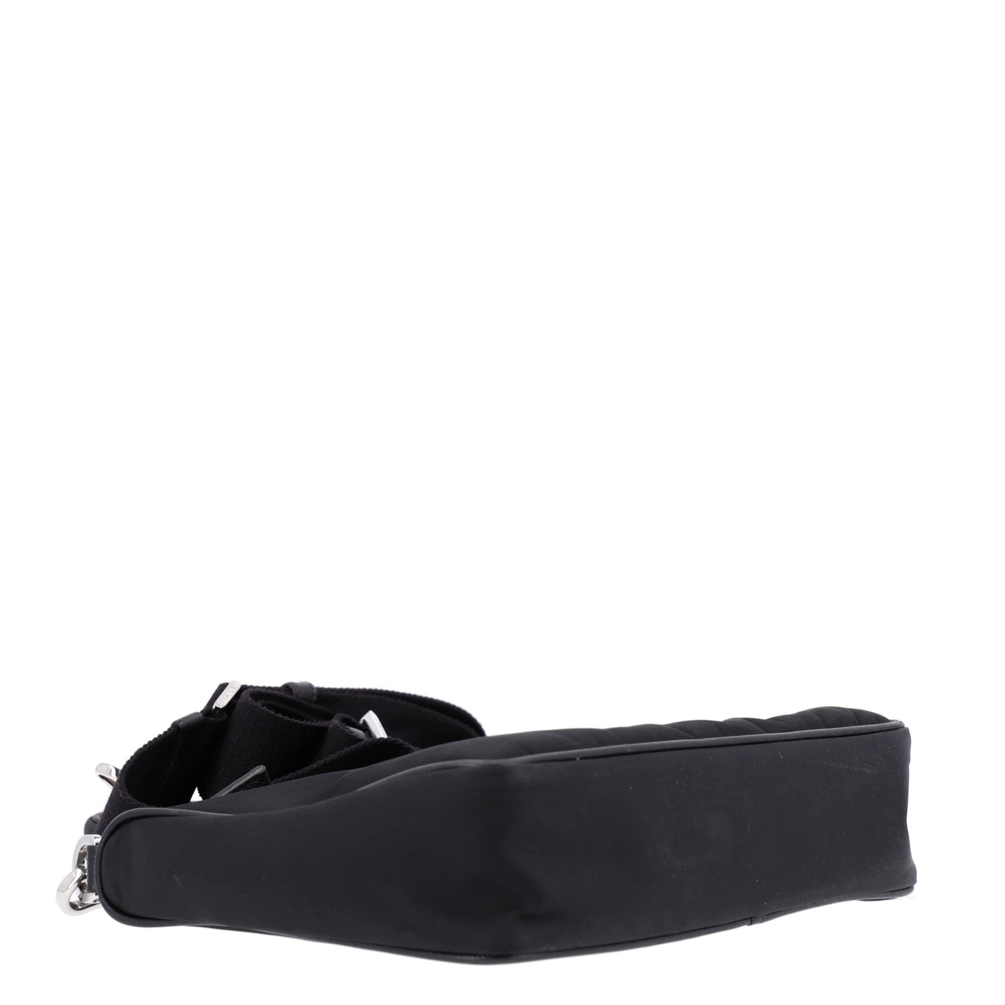 Re-Nylon Saffiano Pocket Zippered Shoulder Bag Black