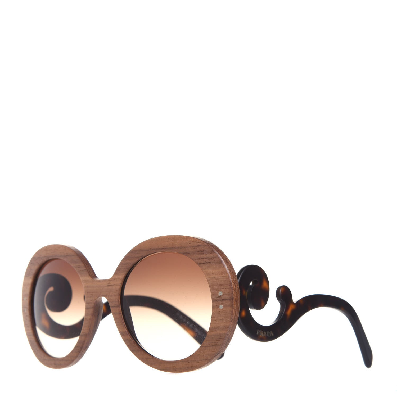 Prada Wooden Baroque Sunglasses SPR 27R Black Tortoise 1 of 7