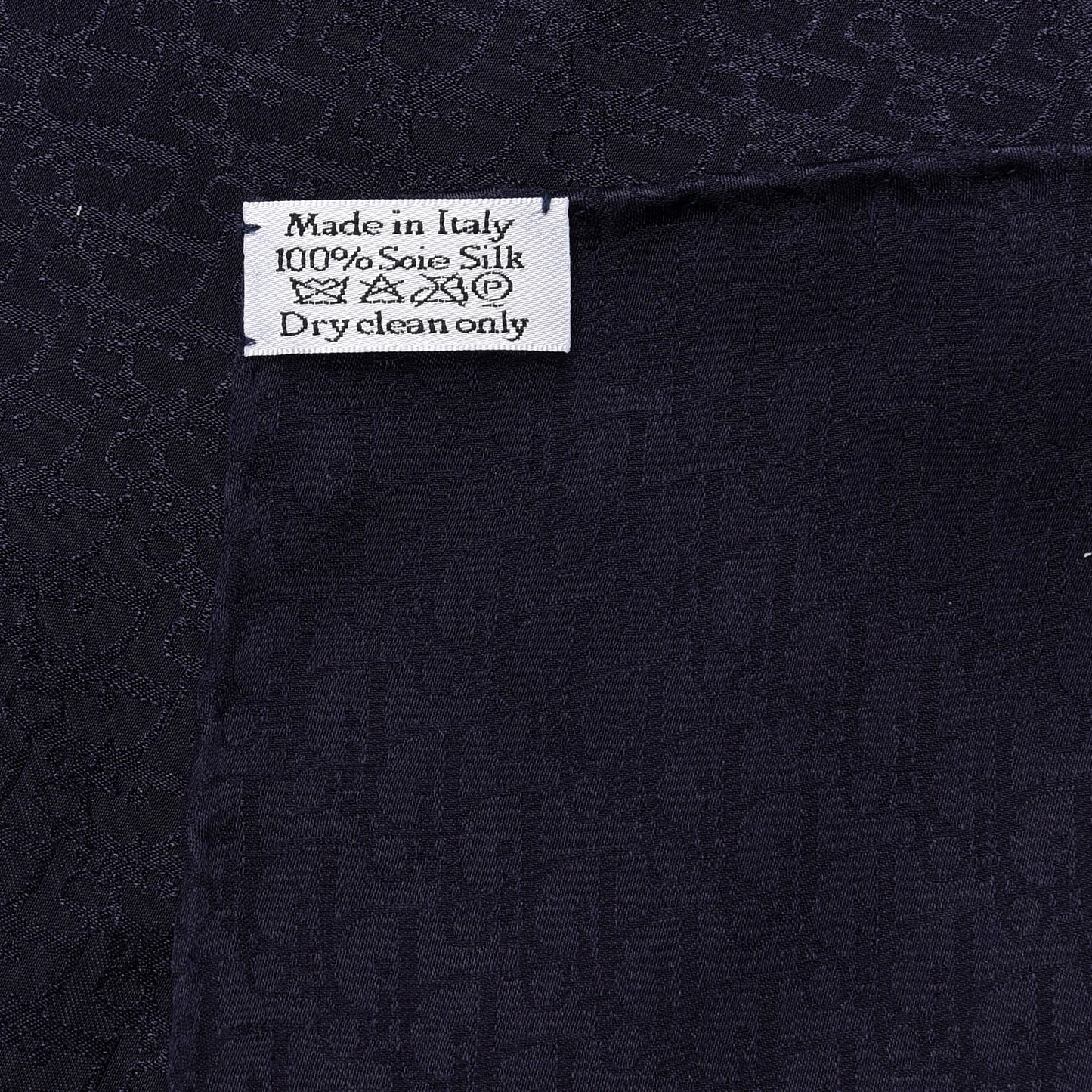 Silk Monogram Shawl Navy