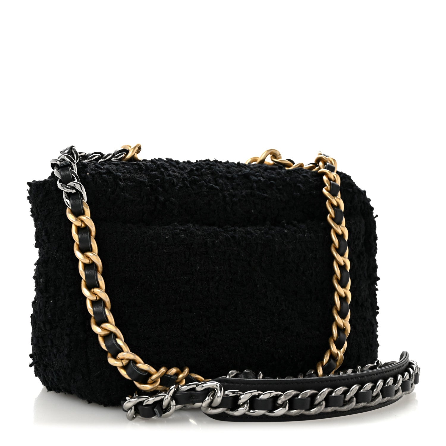 Chanel Tweed Quilted Medium Chanel 19 Flap Black 3 of 13