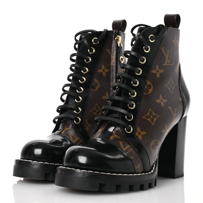 Louis Vuitton Patent Calfskin Monogram Star Trail Ankle Boots 37 Black 3 of 12