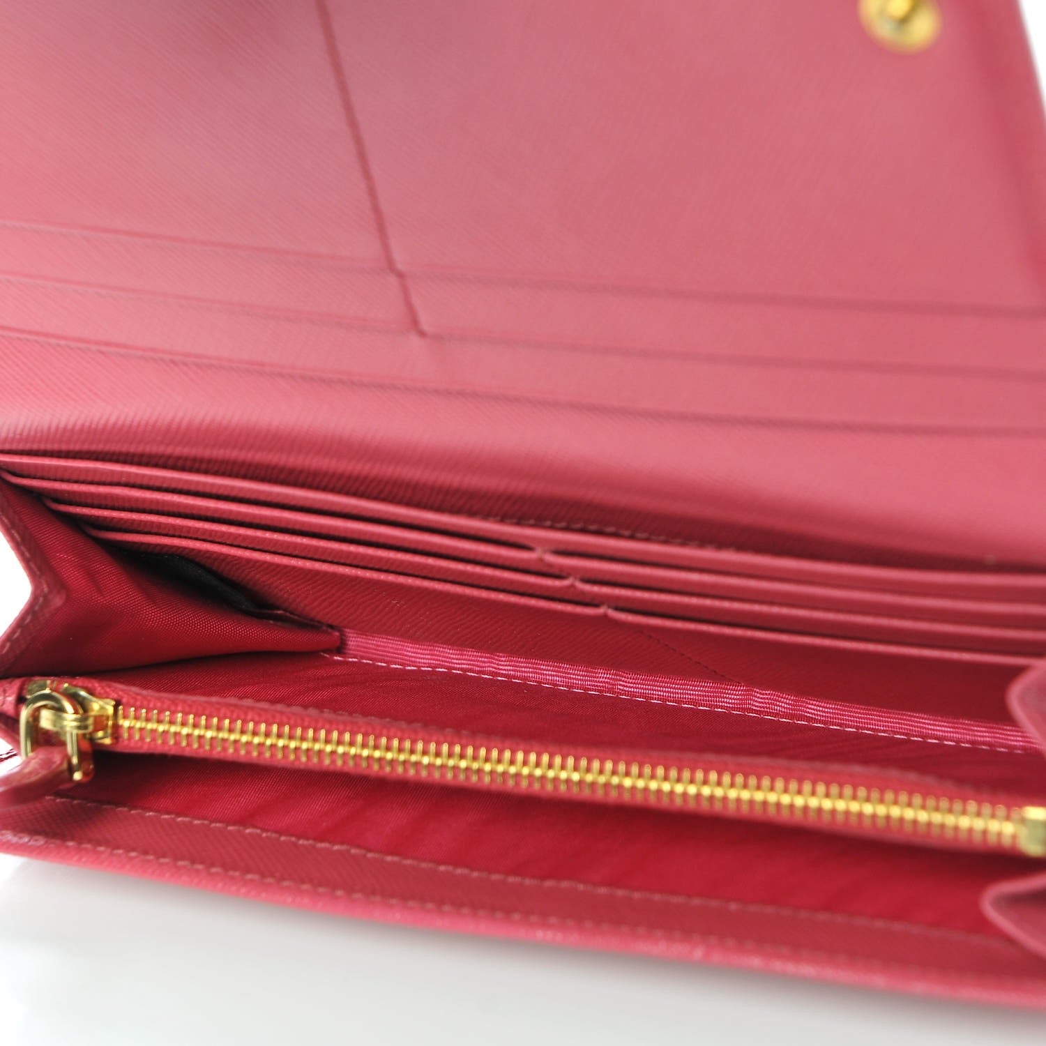 Prada Saffiano Metal Continental Flap Wallet Peonia 5 of 14