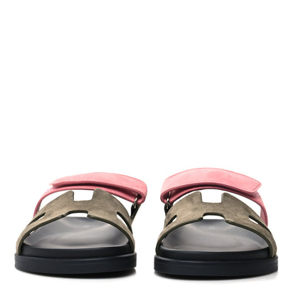 Hermes Suede Goatskin Womens Chypre Sandals 38 Toundra Rose Du Desert 2 of 9