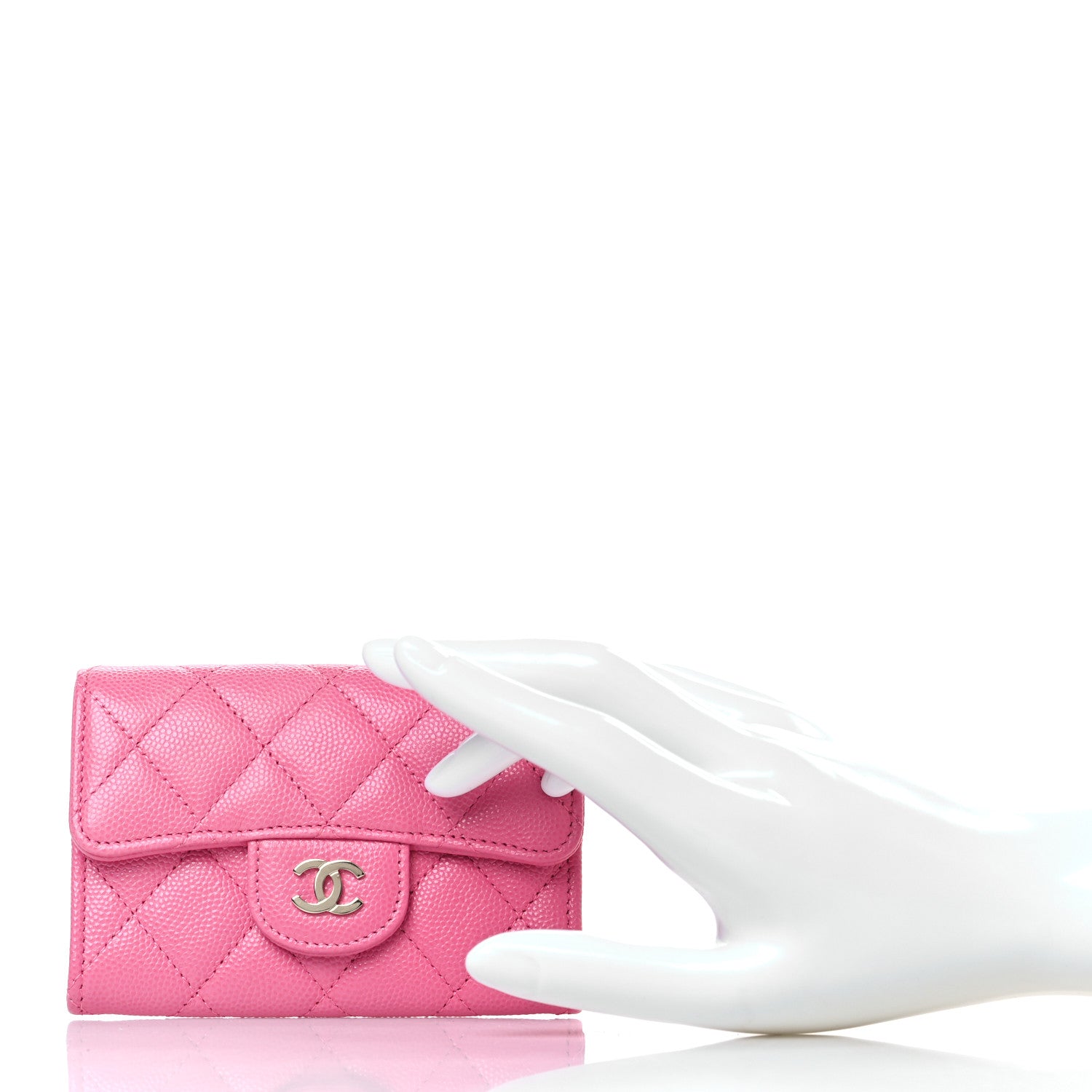 Chanel Caviar Quilted Flap Card Holder Wallet Pink 2 of 9