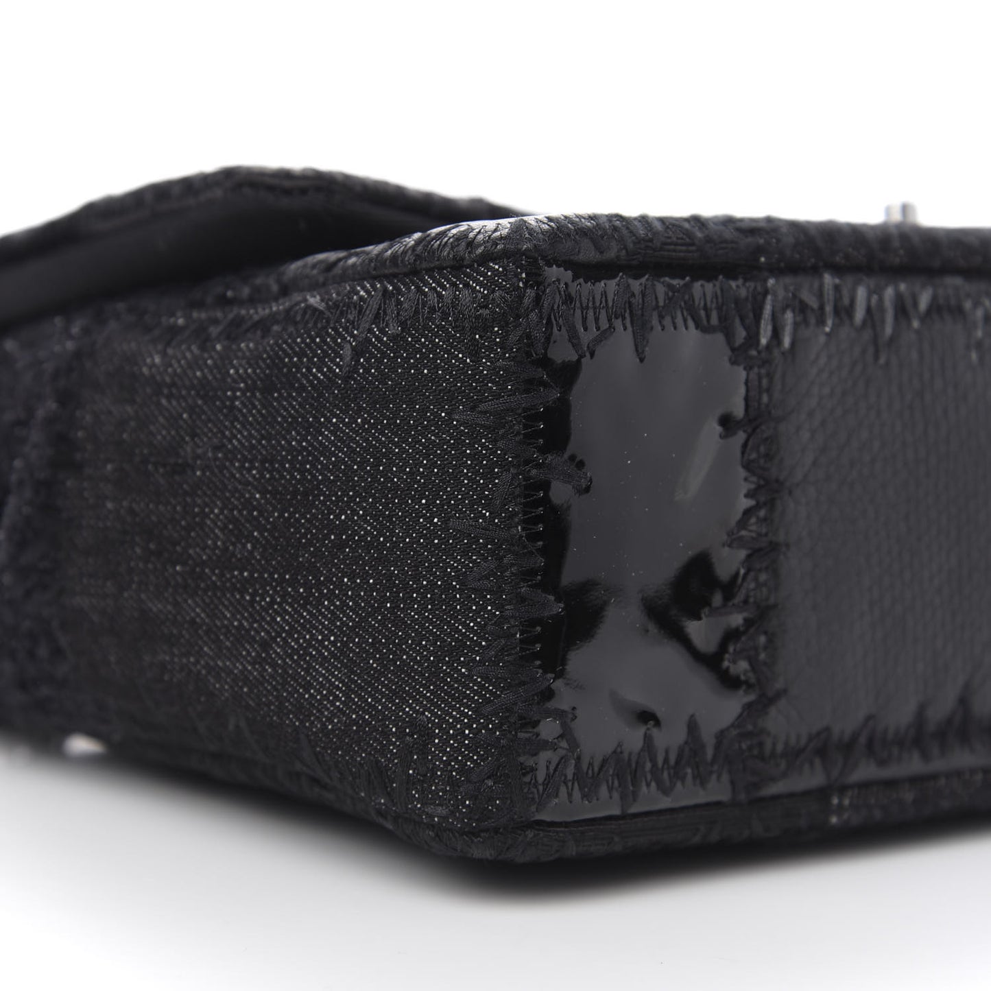Tweed Patchwork Jumbo Single Flap Black
