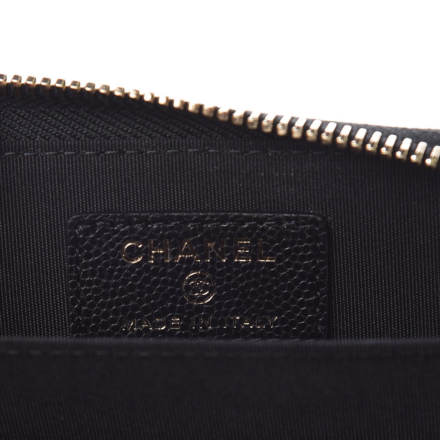 Caviar Camellia Embossed Zip Coin Purse Black