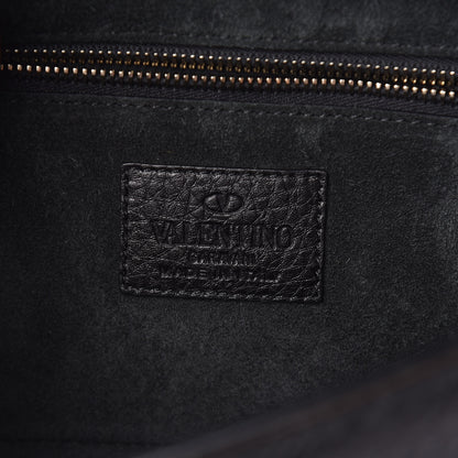 Valentino Garavani Pebbled Calfskin Medium Glam Lock Rockstud Flap Black 6 of 17