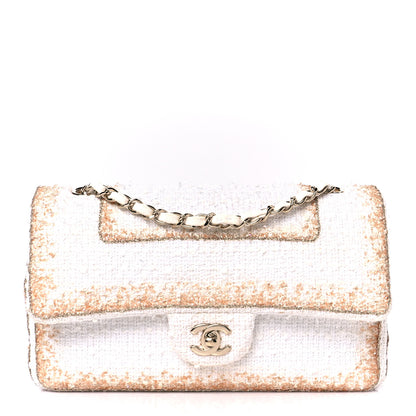 Chanel Metallic Tweed Medium Double Flap White Gold 1 of 11