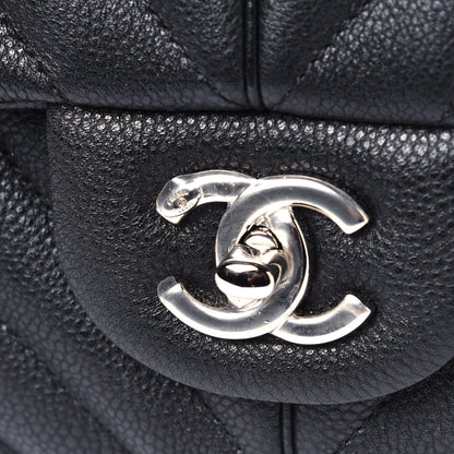 Chanel Caviar Chevron Quilted Large Puffy CC Flap Black 6 of 6