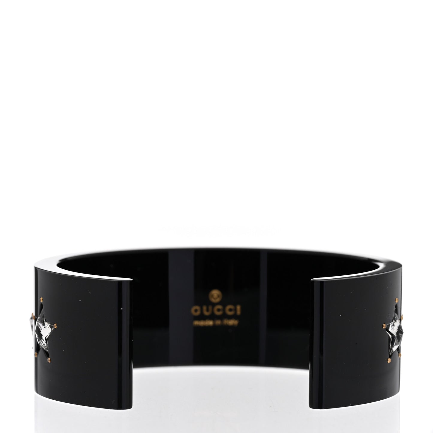 Resin Crystal Cuff Bracelet S Black