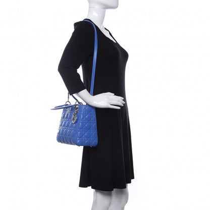 Christian Dior Lambskin Cannage Medium Lady Dior Blue Persan 2 of 8