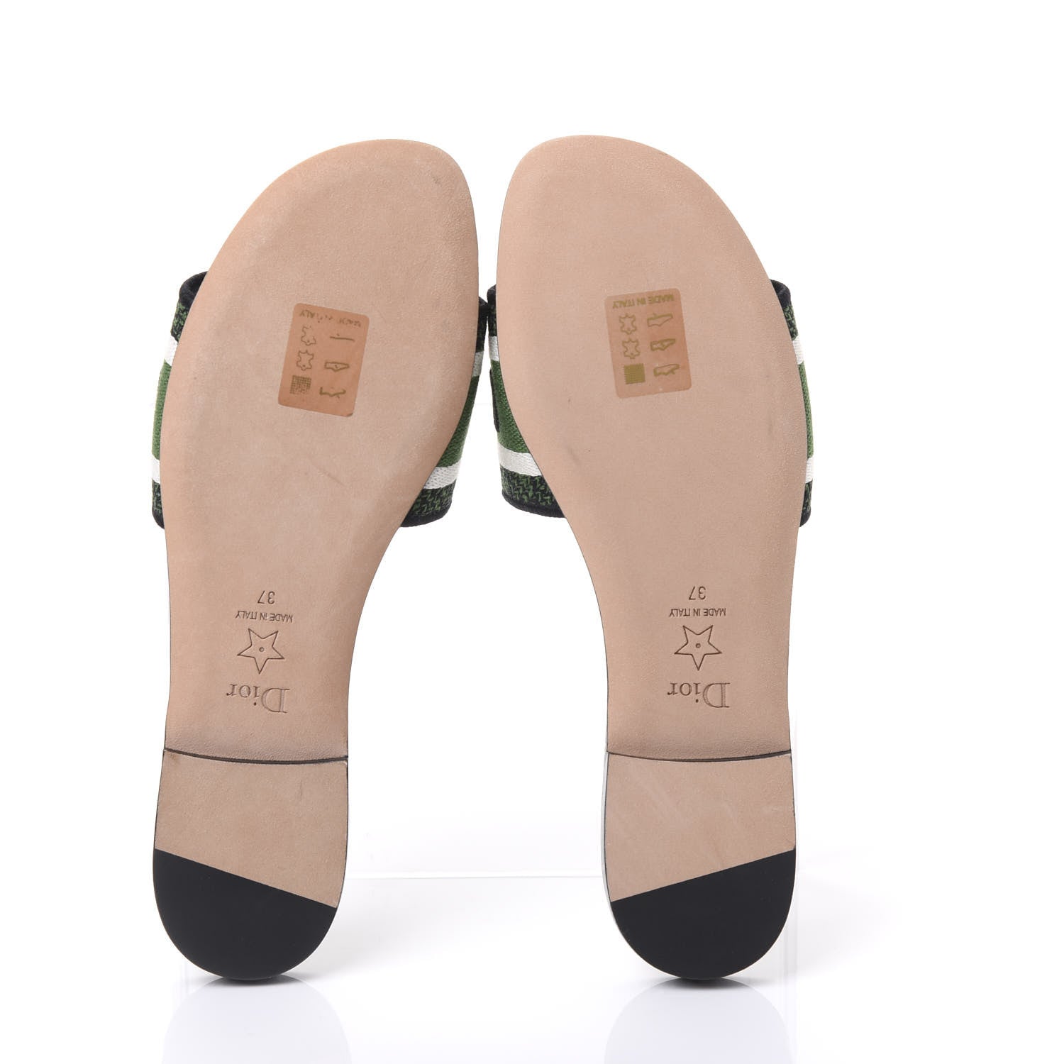 Christian Dior Canvas Embroidered Animals Dway Mules Slide Sandals 37 Green 5 of 9