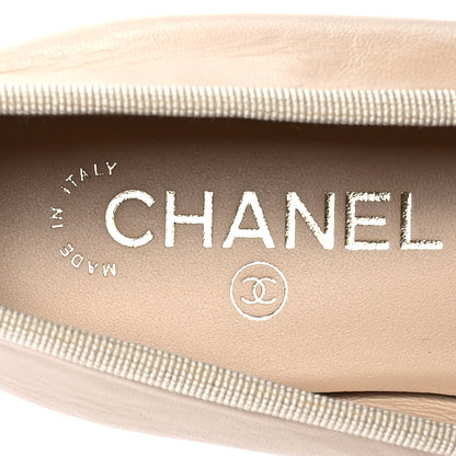 Chanel Lambskin Cap Toe CC Ballerina Flats 39.5 Beige Black 7 of 8