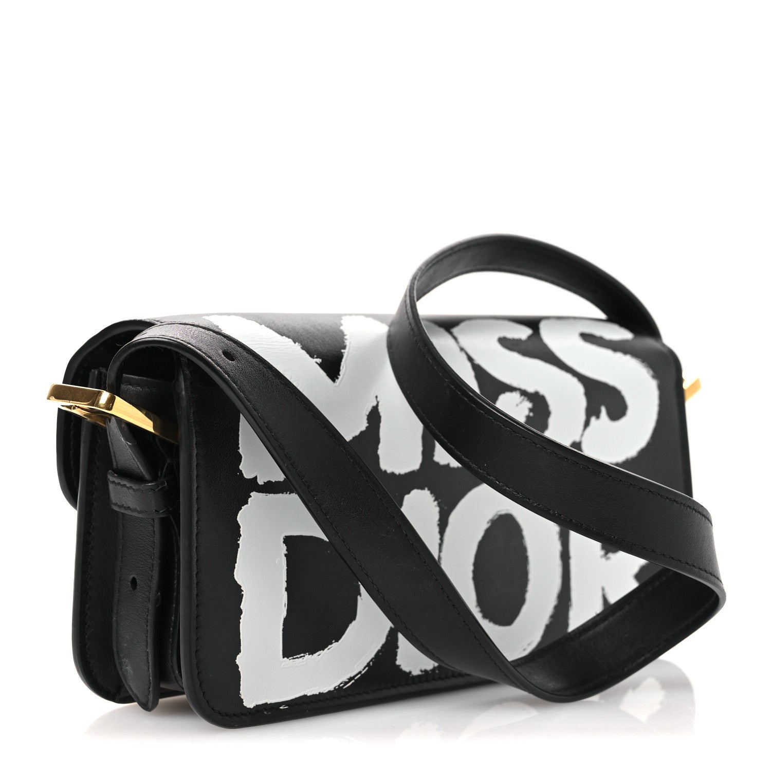 Christian Dior Calfskin Graffiti Printed Miss Dior Flap Black White 3 of 15