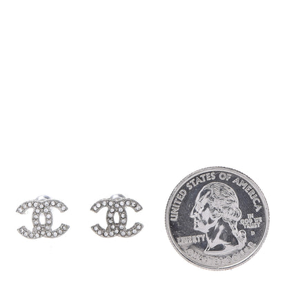Chanel Crystal Mini Timeless CC Earrings Silver 3 of 10