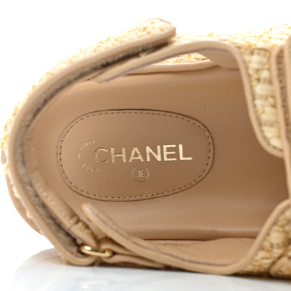 Chanel Braided Fabric Velcro Dad Sandals 38.5 Beige 8 of 9