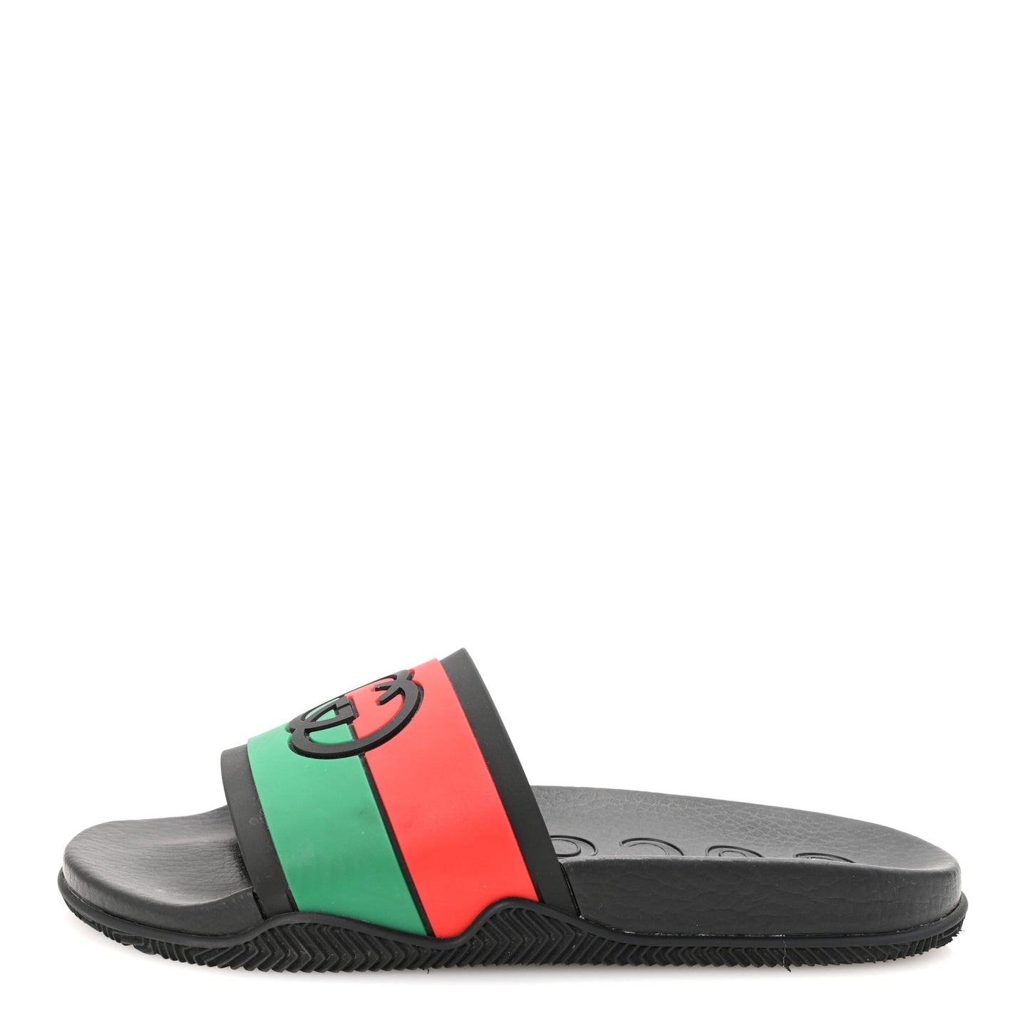 Rubber Web Womens Interlocking G Slide Sandals 39 Black Green Red