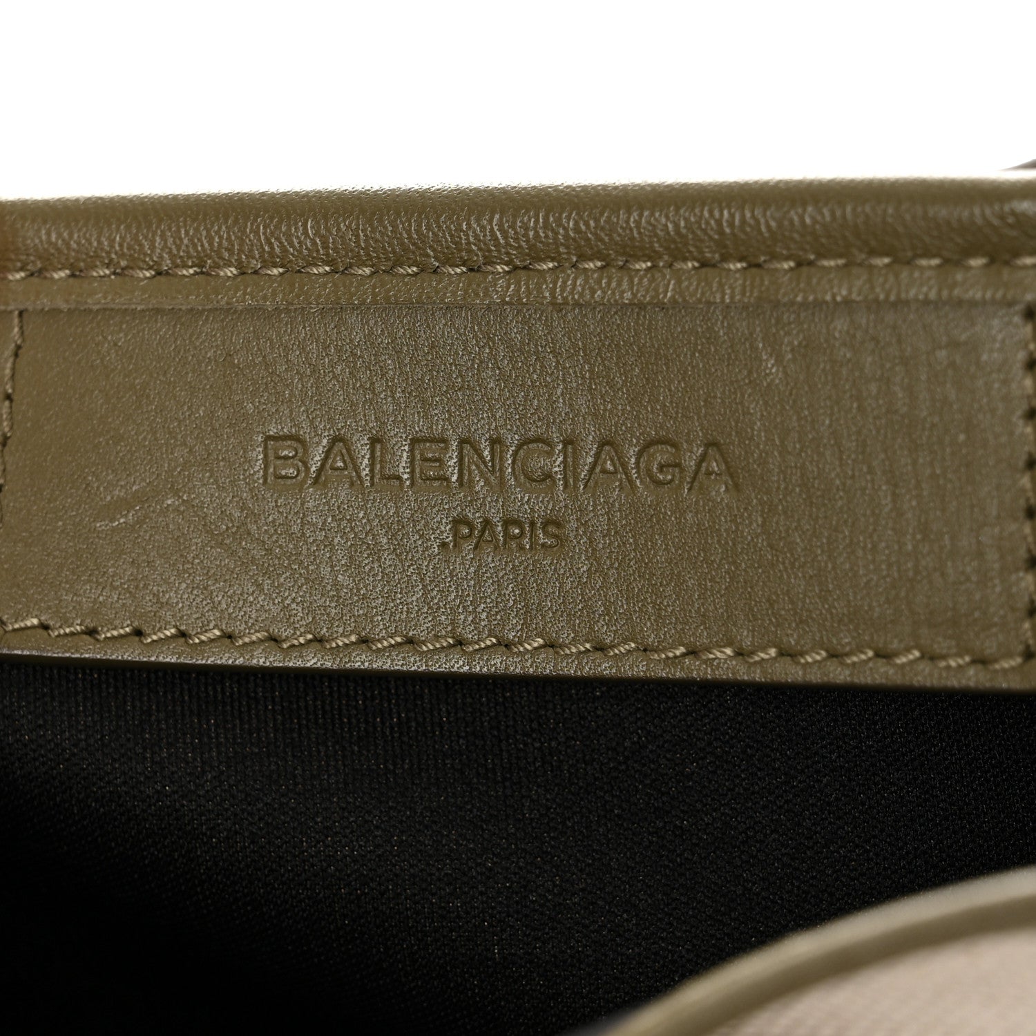 Balenciaga Cotton Canvas Calfskin Navy Cabas XS Natural Green 7 of 11