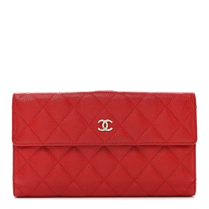 Chanel Caviar Quilted CC Long Double Wallet Red 1 of 10