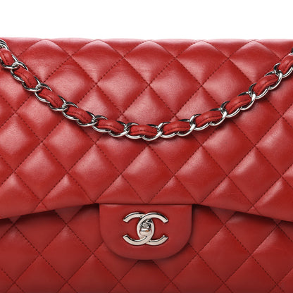 Chanel Lambskin Quilted Jumbo Double Flap Red 10 of 10