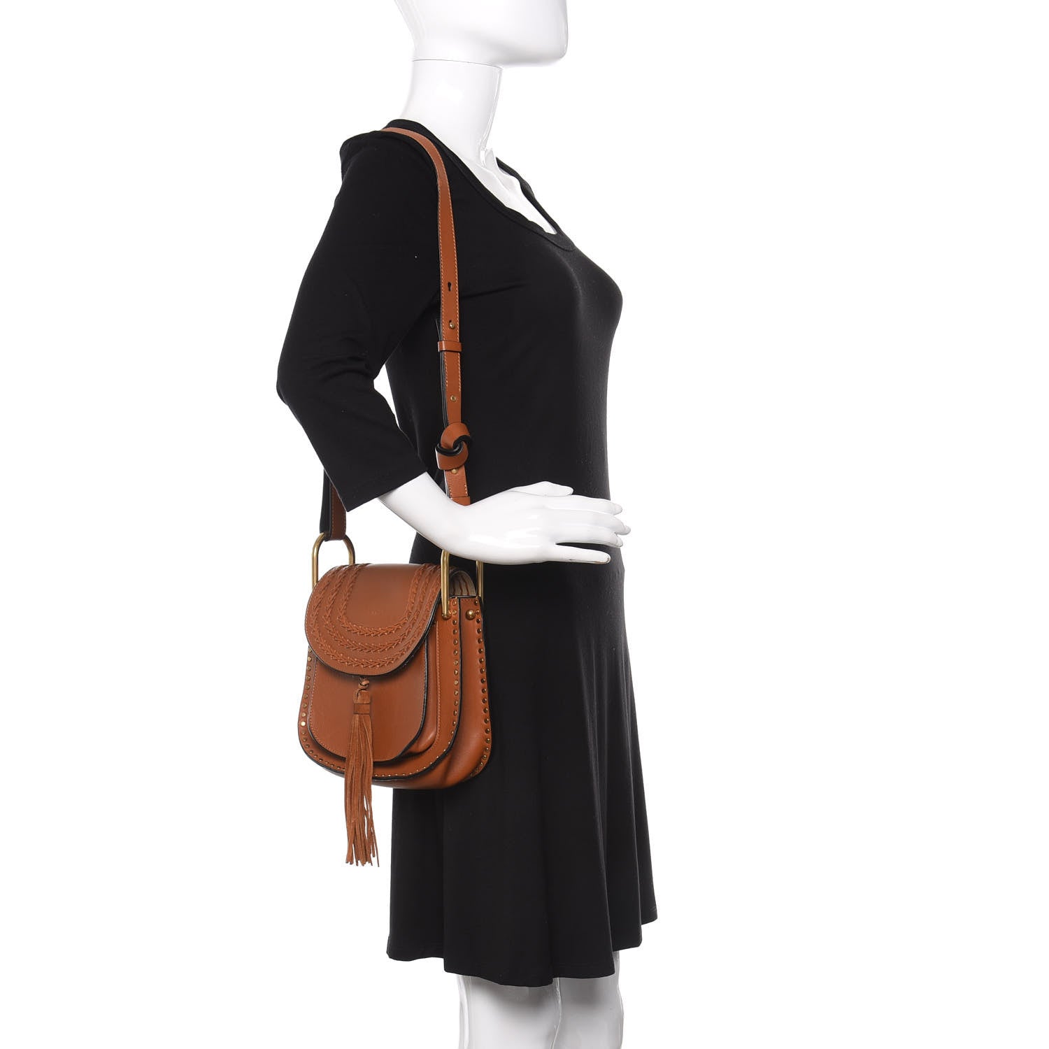 Chloe Calfskin Braided Small Hudson Shoulder Bag Caramel 2 of 8