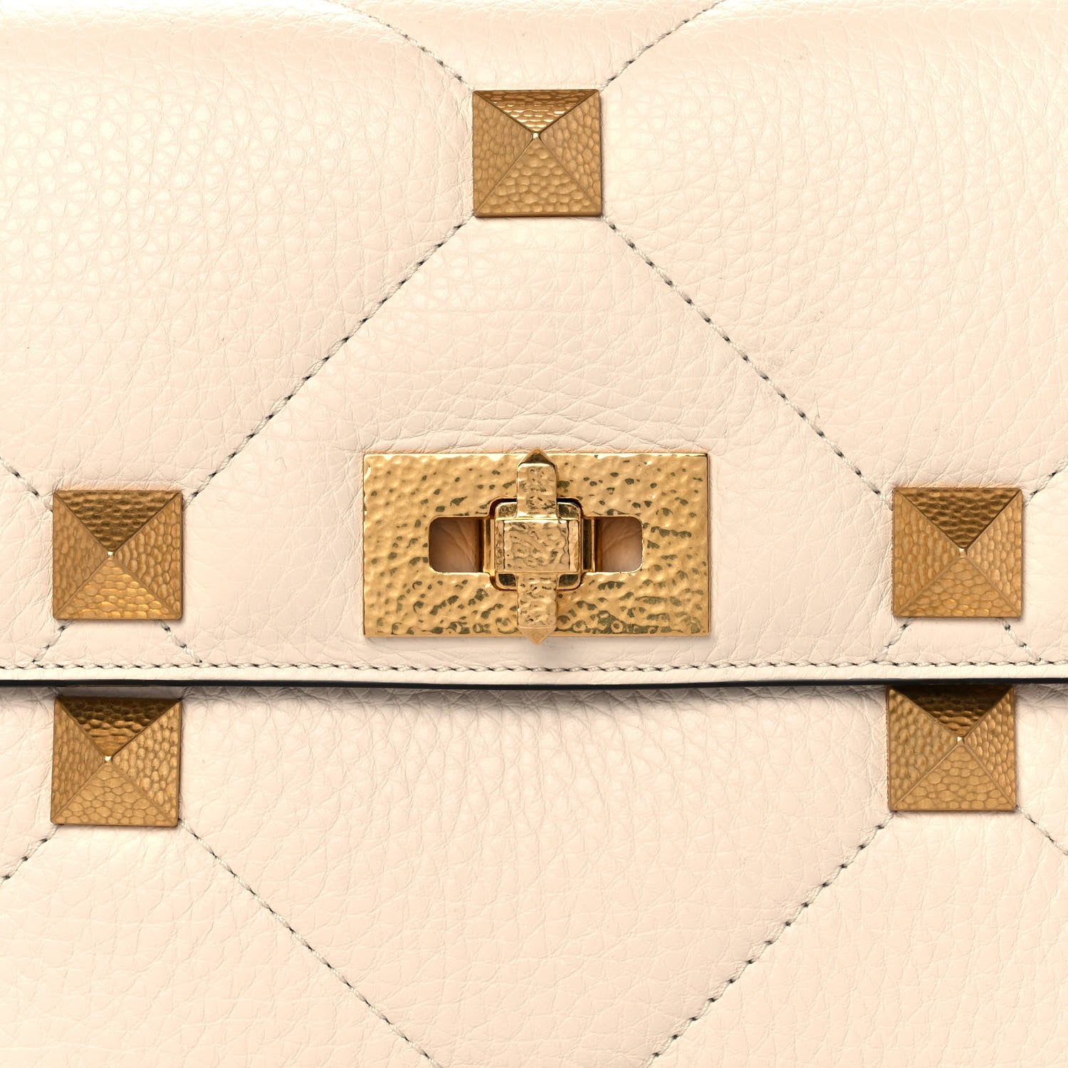 Valentino Garavani Grained Calfskin Large Roman Stud Shoulder Bag Light Ivory 8 of 12
