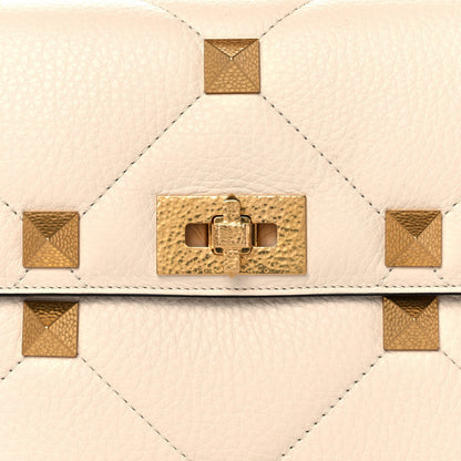 Valentino Garavani Grained Calfskin Large Roman Stud Shoulder Bag Light Ivory 8 of 12
