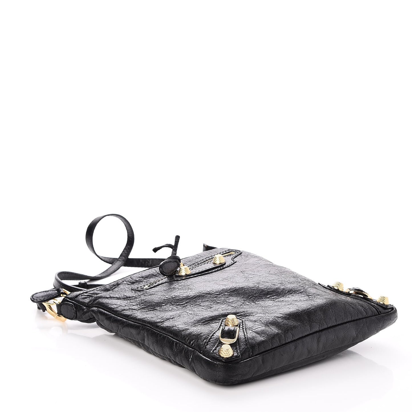 Agneau Giant 12 Gold Hardware Flat Crossbody Black