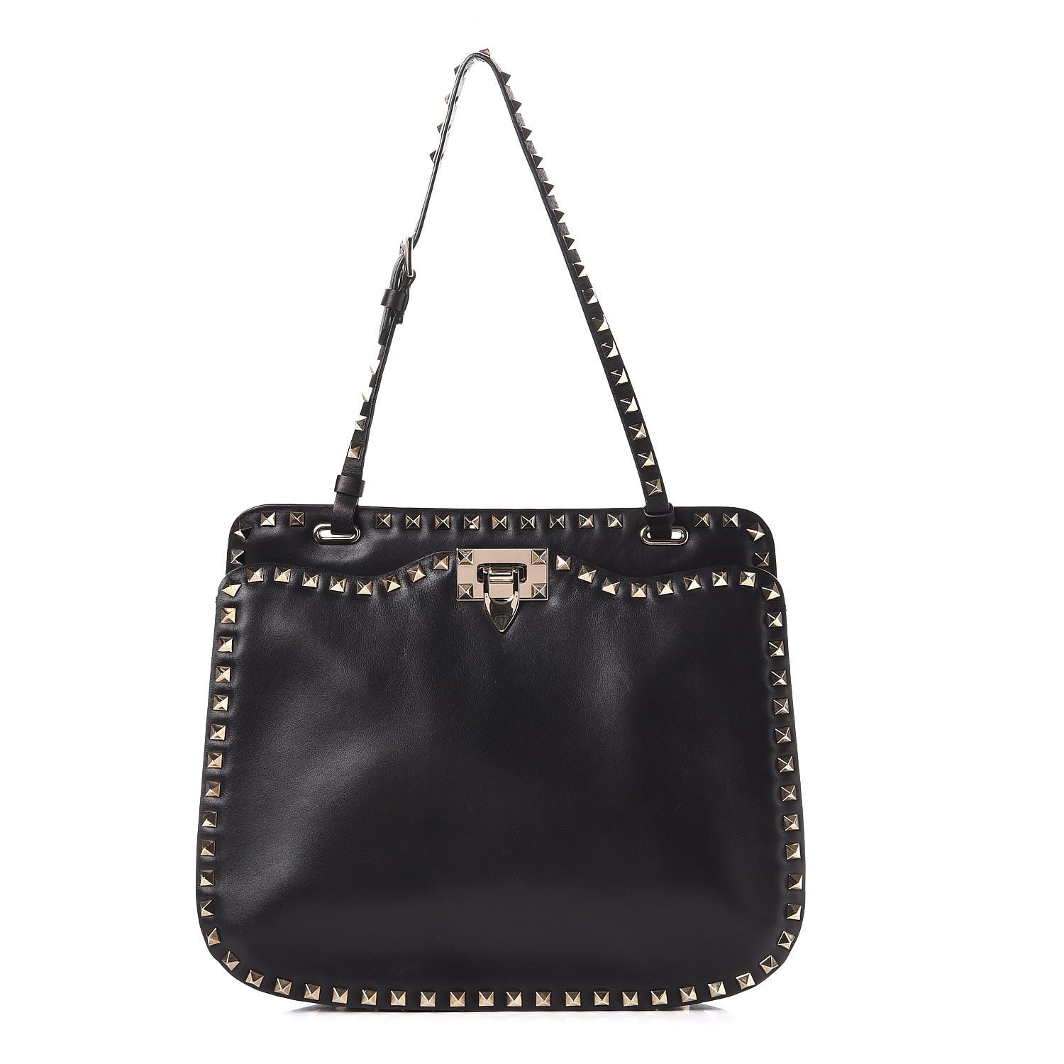 Valentino Garavani Vitello Rockstud Shoulder Satchel Black 1 of 7
