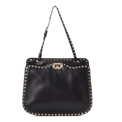 Valentino Garavani Vitello Rockstud Shoulder Satchel Black 1 of 7