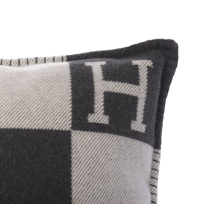 Hermes Wool Cashmere Avalon Pillow PM Ecru Gris Fonce 5 of 5