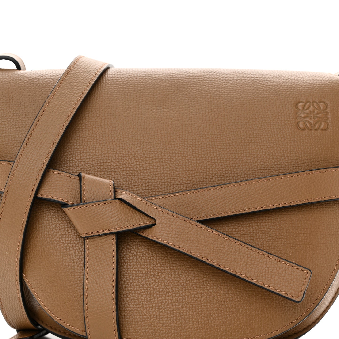 Grained Calfskin Small Gate Crossbody Bag Oak