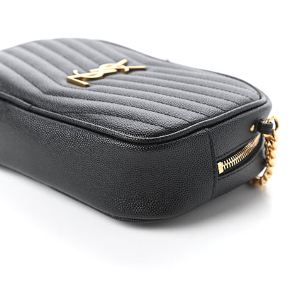 Saint Laurent Grain De Poudre Matelasse Monogram Mini Lou Camera Bag Black 7 of 10