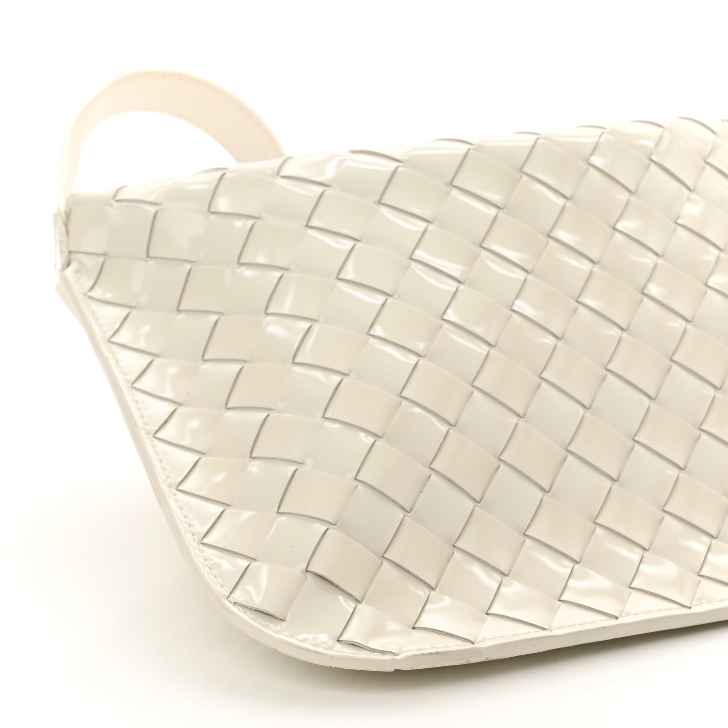 Bottega Veneta Brushed Calfskin Intrecciato Cradle Fold Over Shoulder Bag White 8 of 9