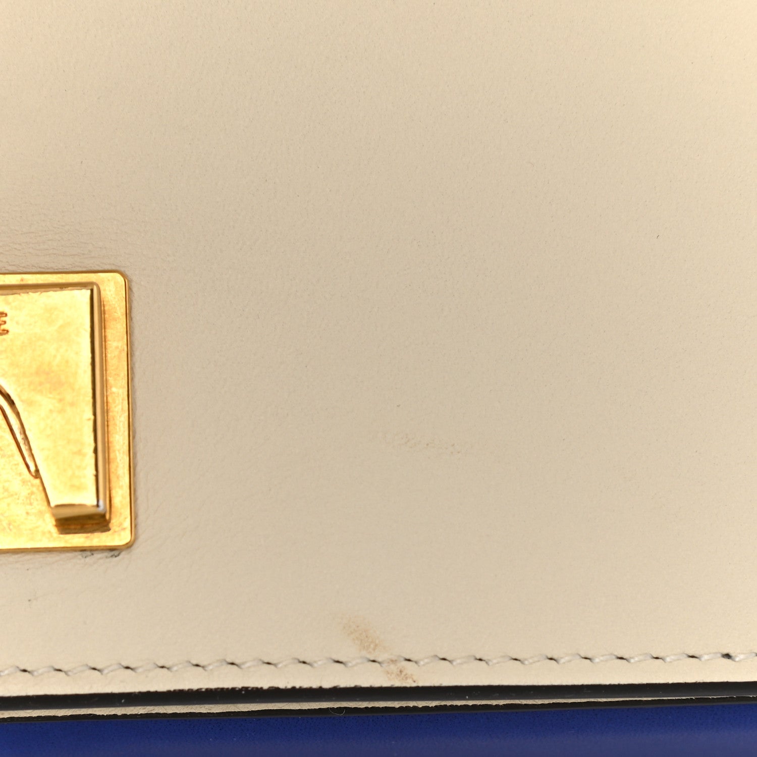 Celine Shiny Smooth Calfskin Medium Frame Shoulder Bag Ivory Royal Blue 12 of 20