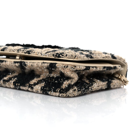 Chanel Tweed Shearling Quilted Chanel Wallet On Chain WOC Beige Black 10 of 11