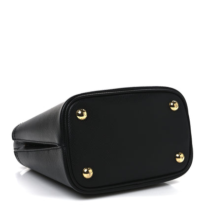 Prada Saffiano Cuir Small Panier Bucket Bag Black Fuoco 4 of 9