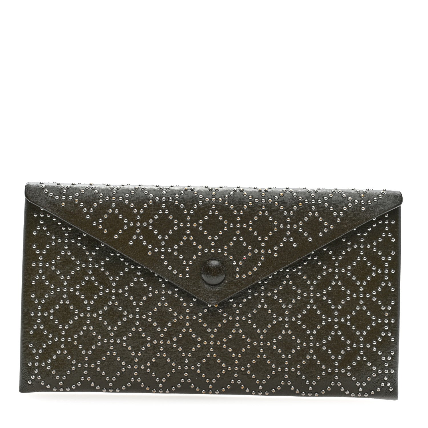 Alaia Calfskin Arabesque Studded Small Louise Envelope Clutch Olive 1 of 6