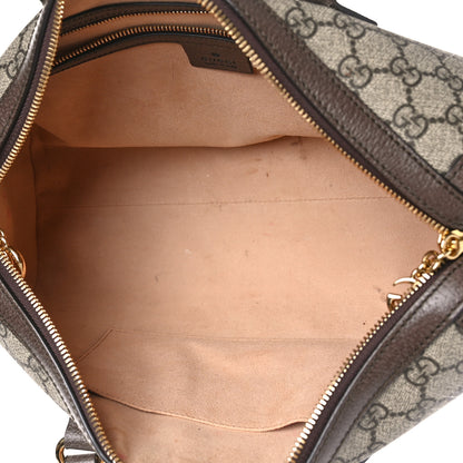 Gucci GG Supreme Monogram Textured Dollar Calfskin Web Medium Ophidia Boston Beige Ebony New Acero 5 of 12
