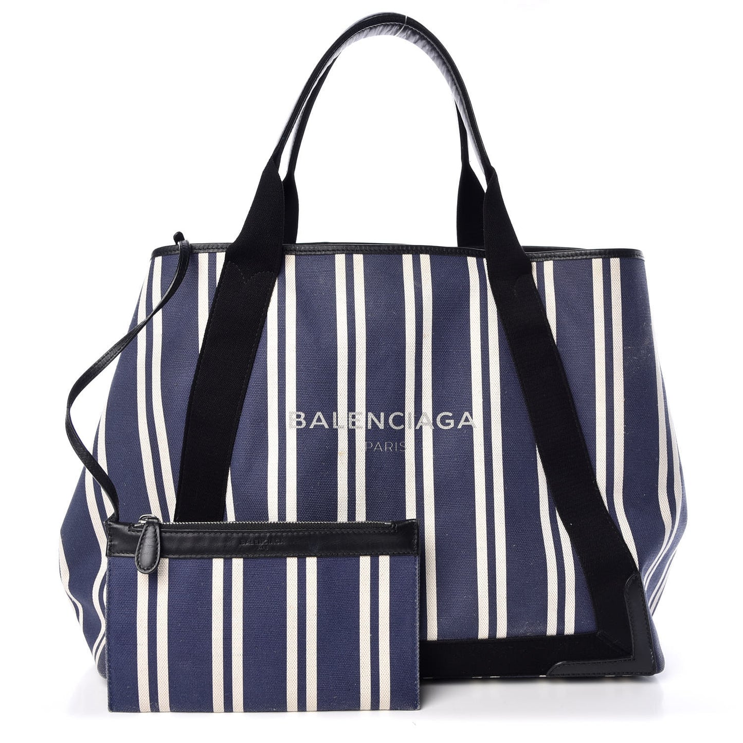 Canvas Navy Striped Cabas M Navy