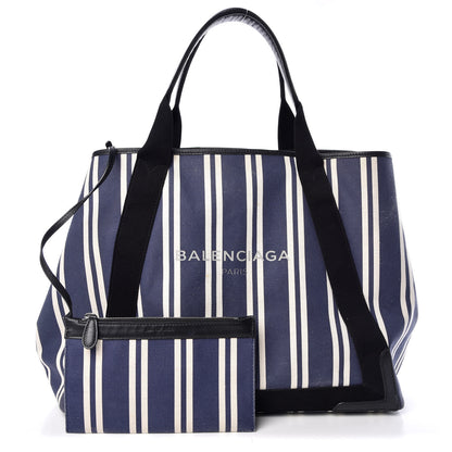 Balenciaga Canvas Navy Striped Cabas M Navy 1 of 15
