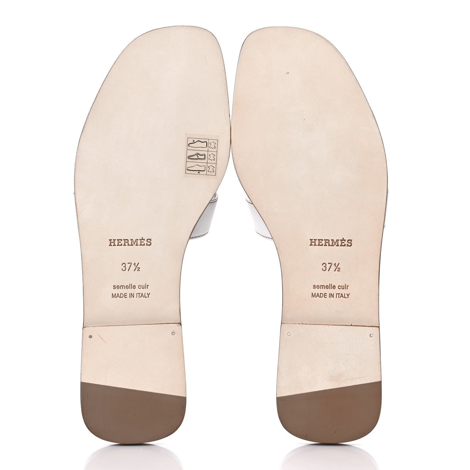 Hermes Box Calfskin Oran Sandals 37.5 White 5 of 9