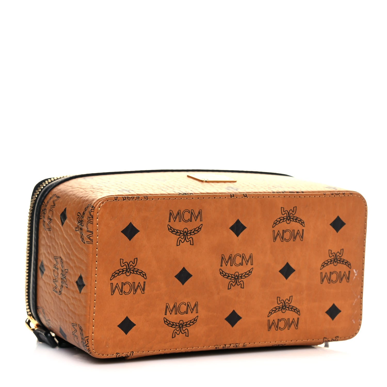 MCM Visetos Vanity Case Cognac Black 4 of 12