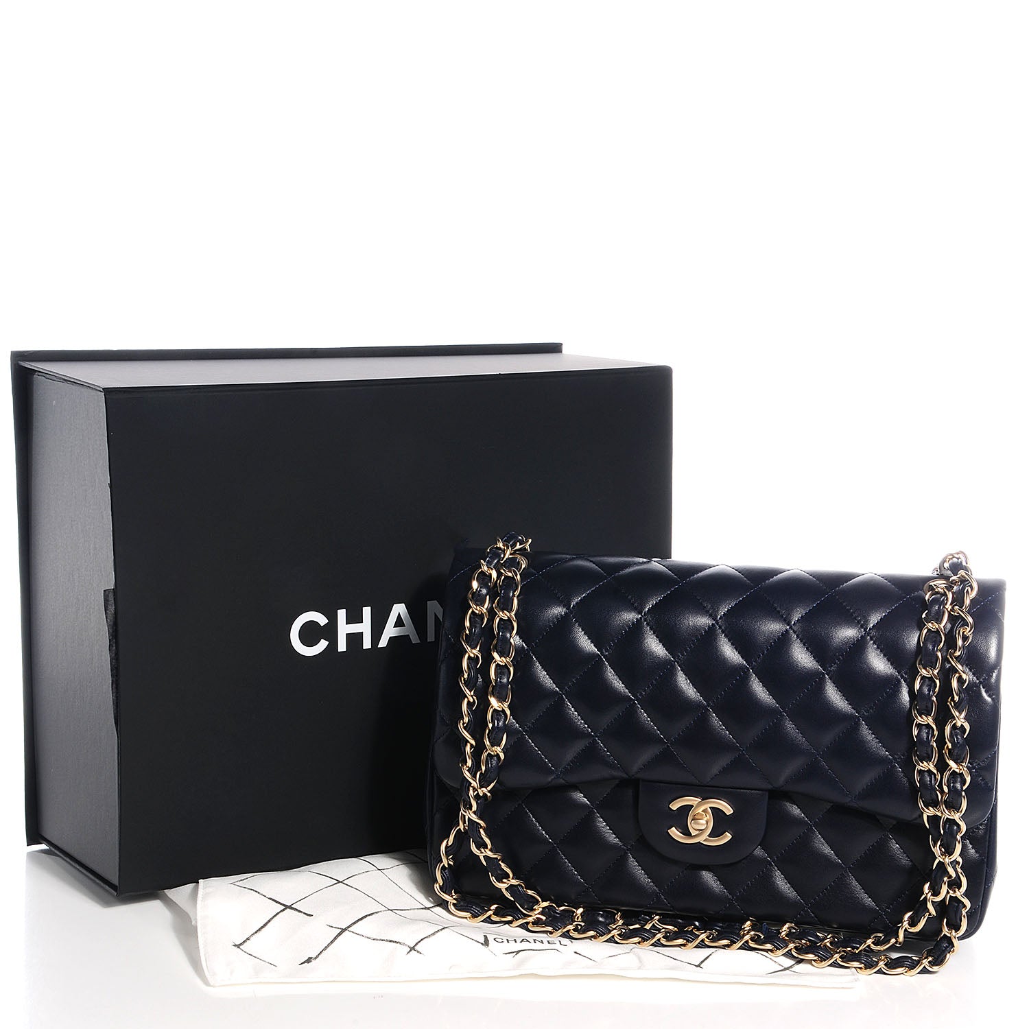 Chanel Lambskin Jumbo Double Flap Navy Blue 5 of 8