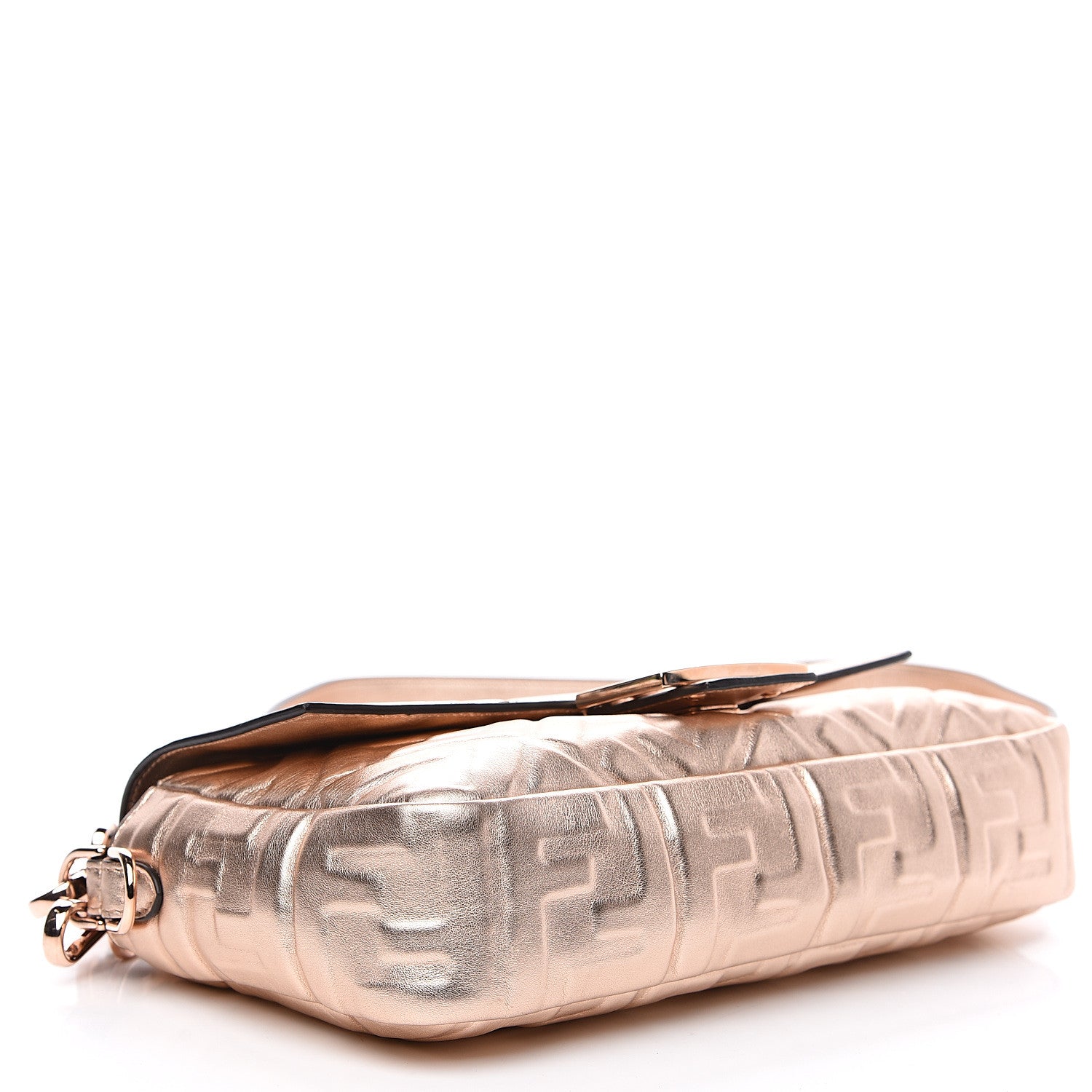 Fendi Vitello Laminato FF 1974 Embossed Baguette Rame 3 of 9