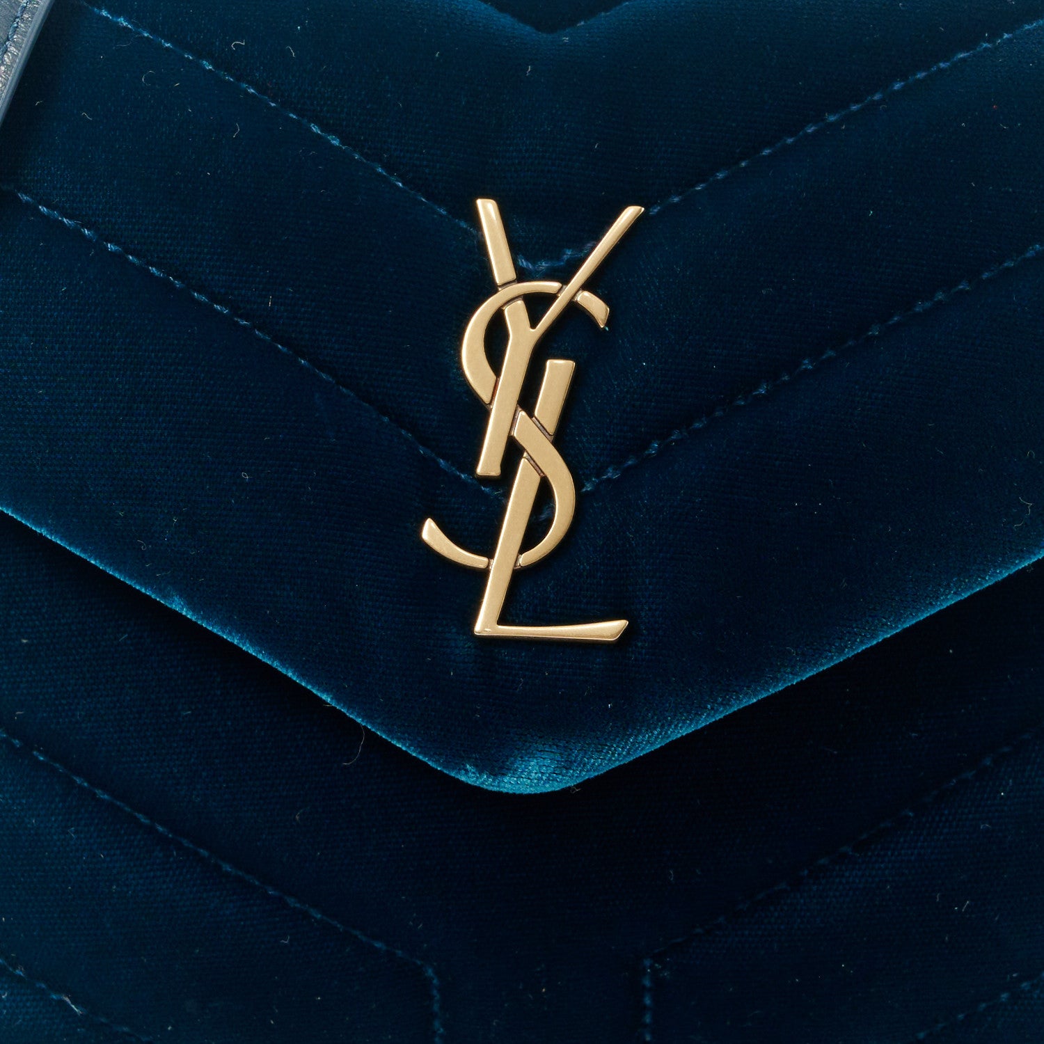 Saint Laurent Velvet Y Quilted Monogram Toy Loulou Chain Satchel Dark Ottanio 9 of 11